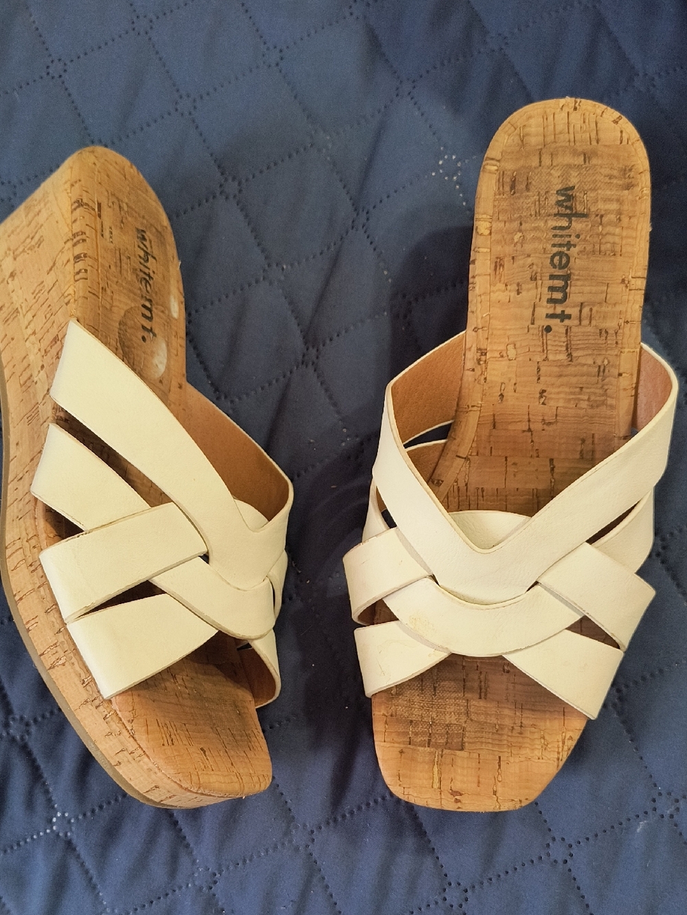 White Mountain White Cork Slide Mules